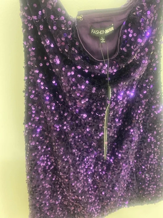 Fashion Nova Purple Sequin Strapless Mini - Picture 3 of 3